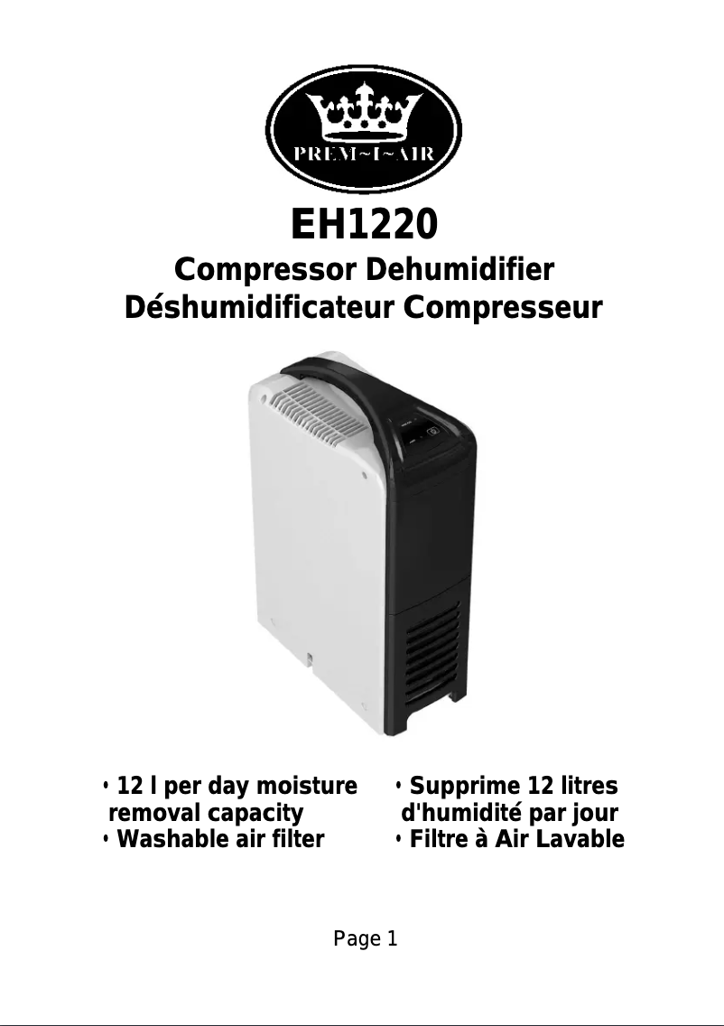 Image de la première page du manuel de l'appareil EH1220