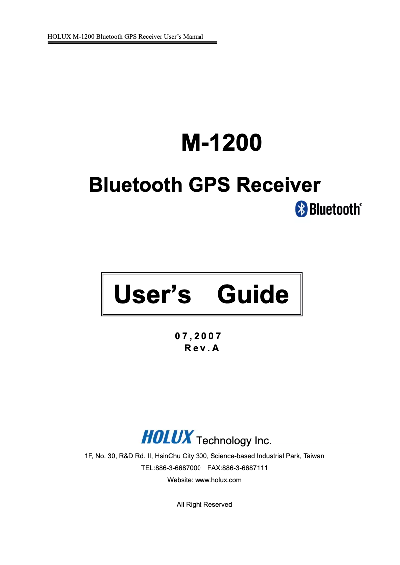 Image de la première page du manuel de l'appareil M-1200