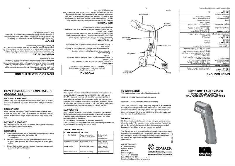 Page n°1 - Manuel utilisateur Comark KM814FS