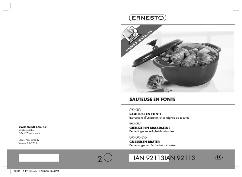 Page 1 de la notice Manuel utilisateur Ernesto IAN 92113