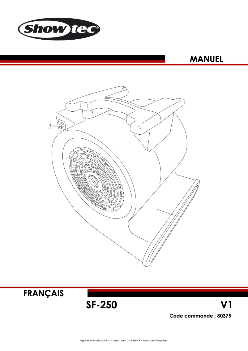 Page 1 de la notice Manuel utilisateur Showtec SF-250