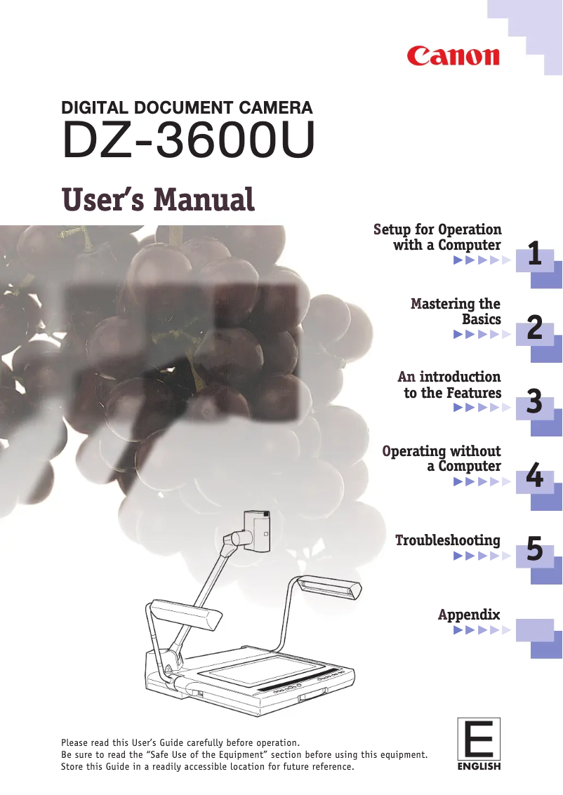Image de la première page du manuel de l'appareil DZ3600U