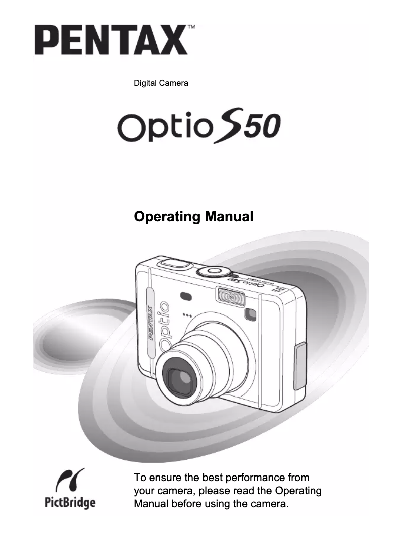 Imagen de la primera página del manual del dispositivo Optio S50