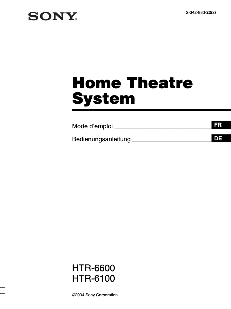 Image de la première page du manuel de l'appareil HTR-6100