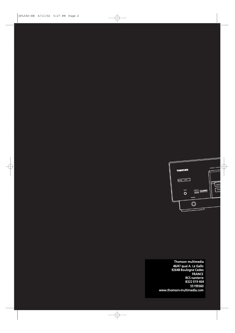 Page n°1 - Manuel utilisateur Thomson DPL560HT