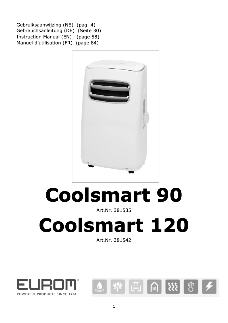 Page 1 de la notice Manuel utilisateur Eurom Coolsmart 120