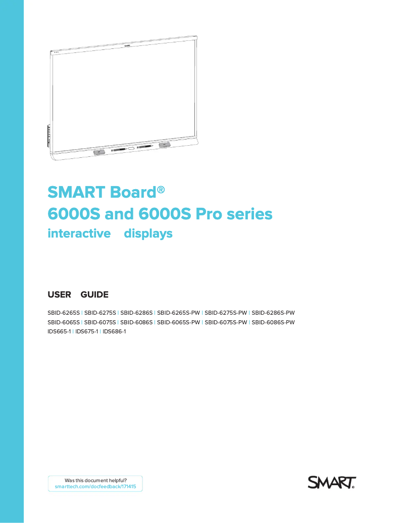 Page n°1 - Manuel utilisateur SMART Technologies SBID-6275S