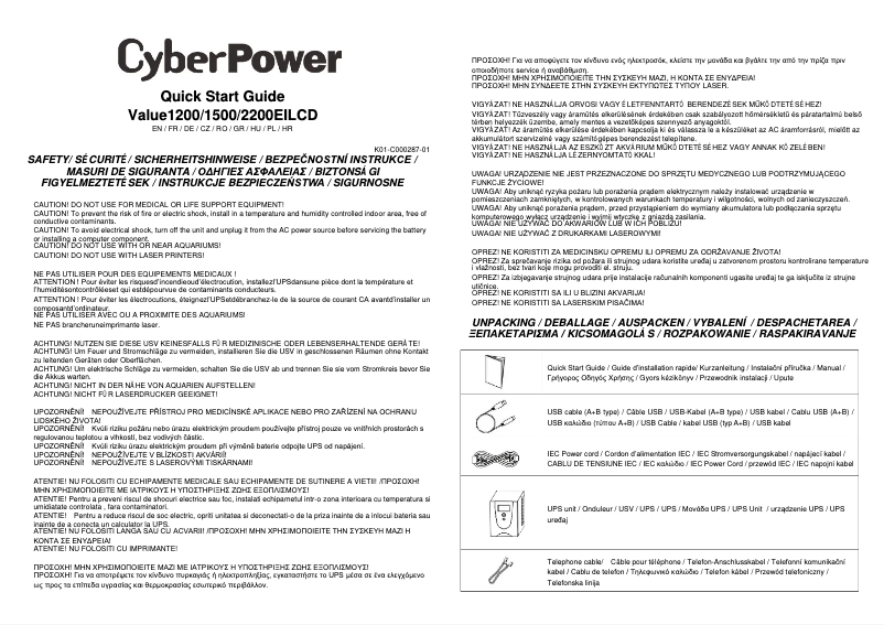 Page n°1 - Manuel utilisateur CyberPower Value1500EILCD