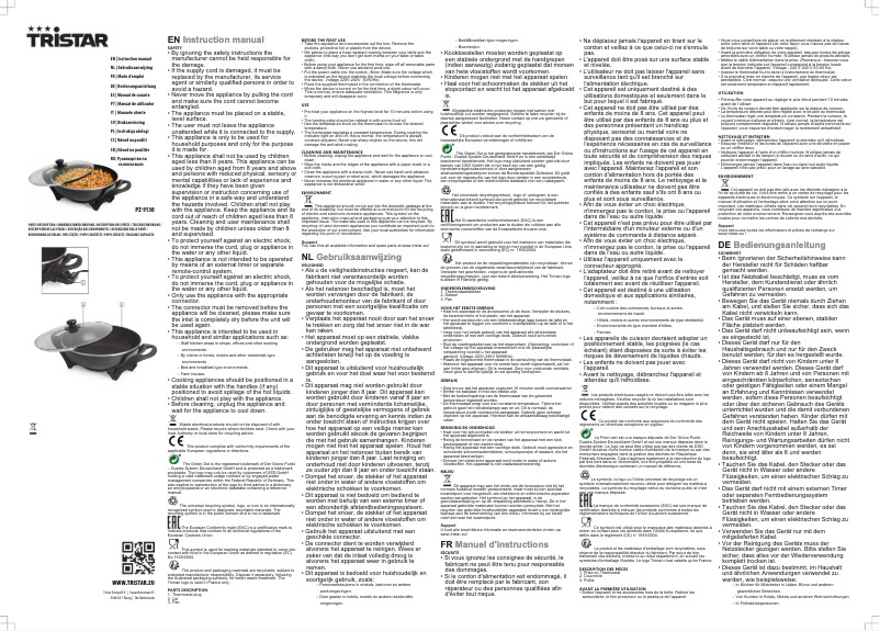 Page n°1 - Manuel utilisateur TriStar PZ-9130