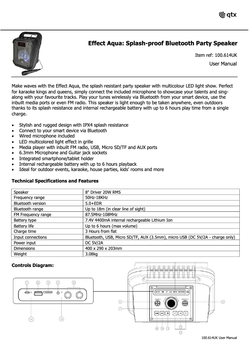 Page 1 de la notice Manuel utilisateur Qtx 100.614UK