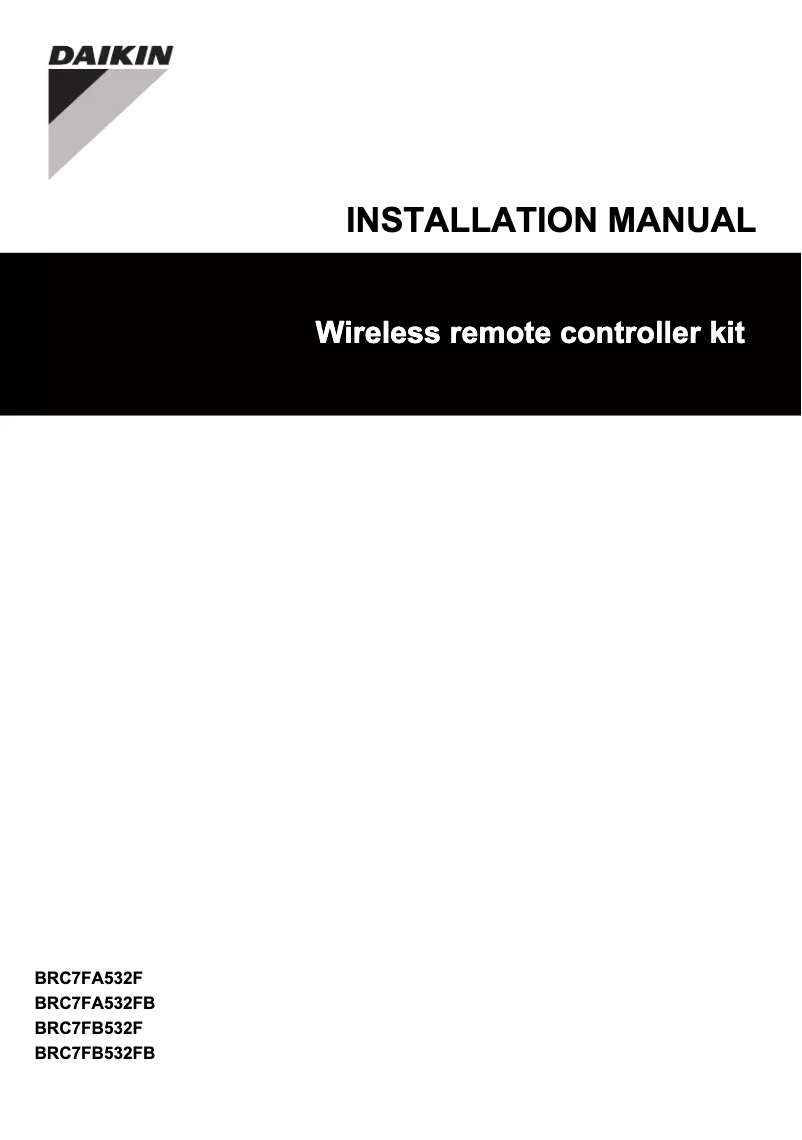 Page 1 de la notice Guide d'installation Daikin BRC7FB532FB