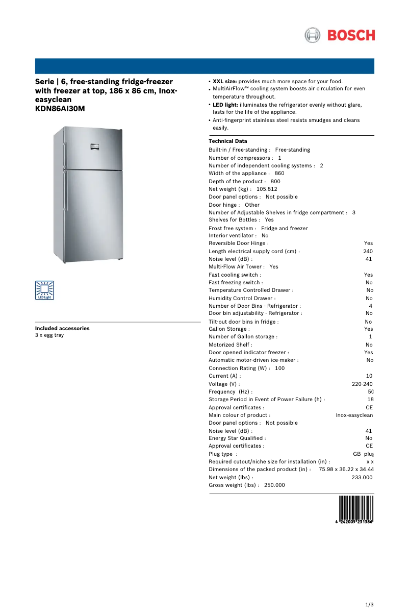 Image de la première page du manuel de l'appareil KDN86AI30M