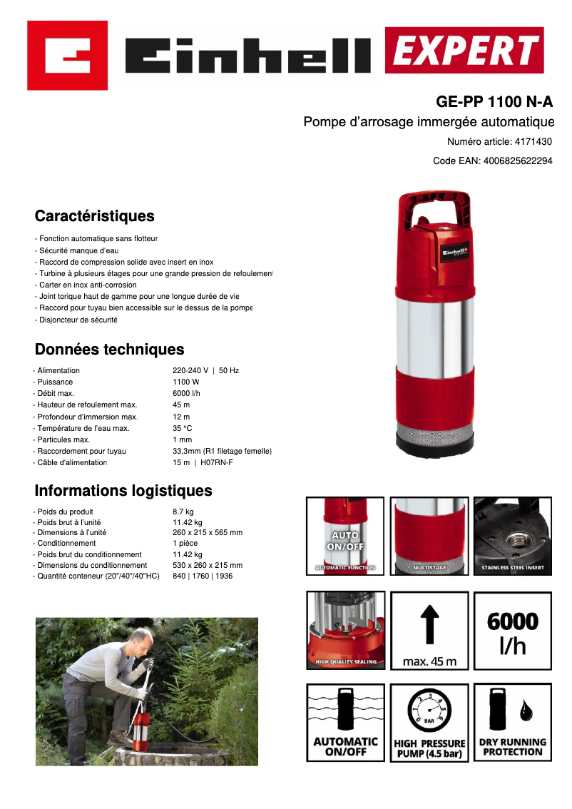 Image de la première page du manuel de l'appareil GE-PP 1100 N-A