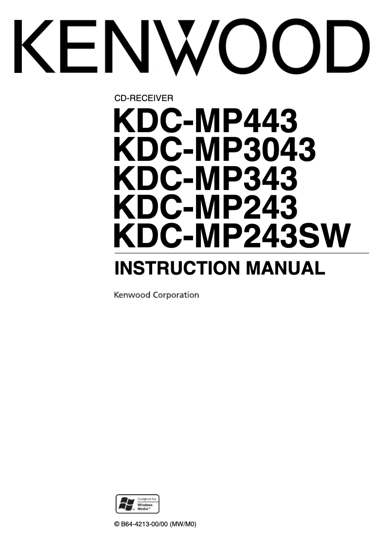 Page n°1 - Manuel utilisateur Kenwood KDC-MP343