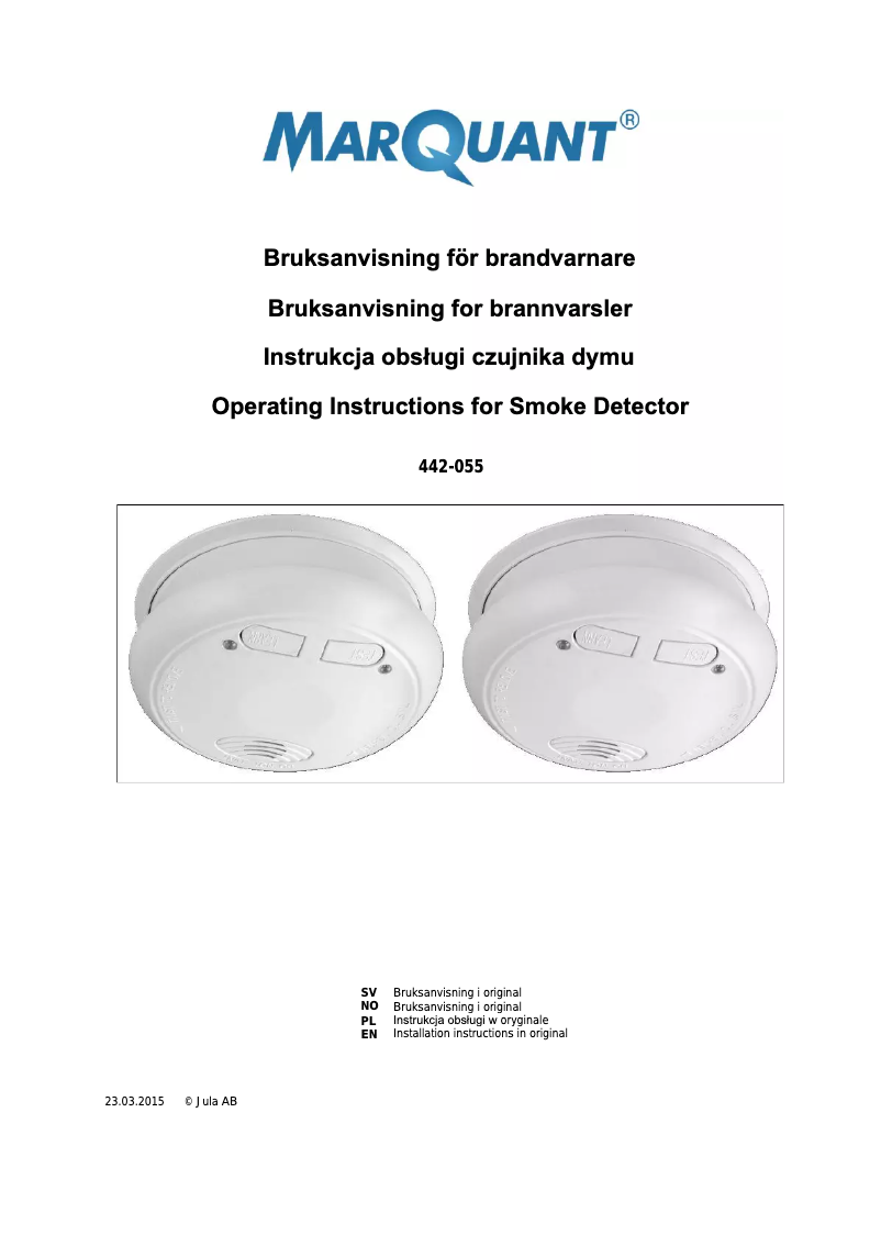 Page n°1 - Manuel utilisateur Marquant 442-055