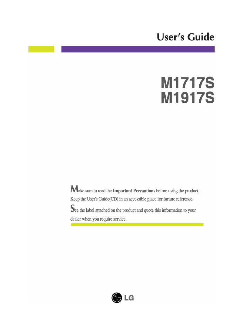 Page 1 de la notice Manuel utilisateur LG M1917S-SN