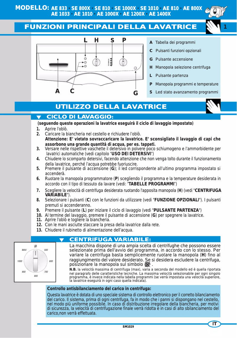 Page n°1 - Manuel utilisateur Ardo AE 800X