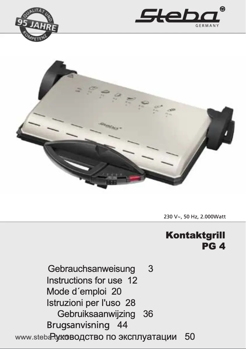 Page n°1 - Manuel utilisateur Steba PG 4.3