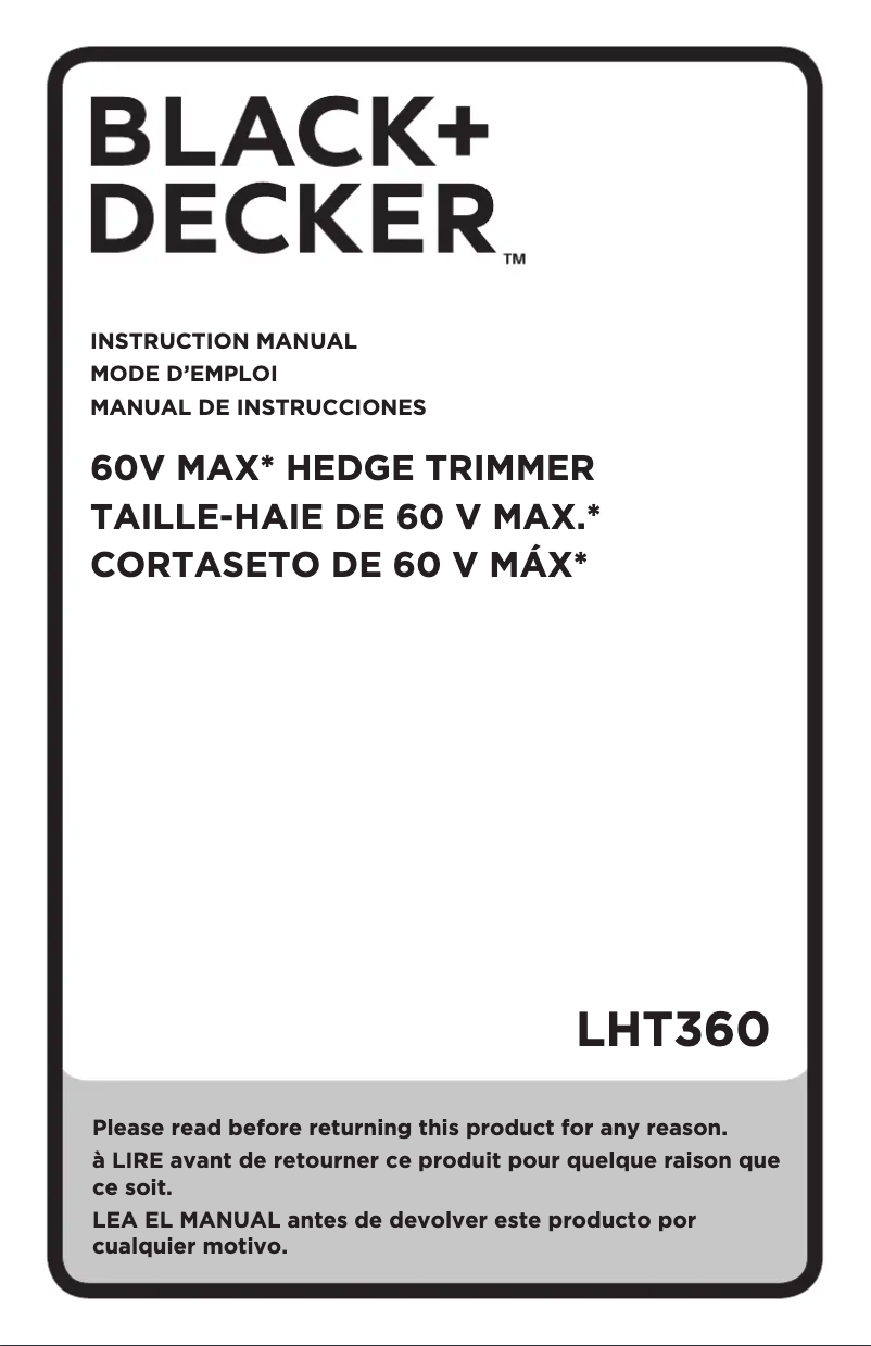 Page 1 de la notice Manuel utilisateur Black & Decker LHT360C