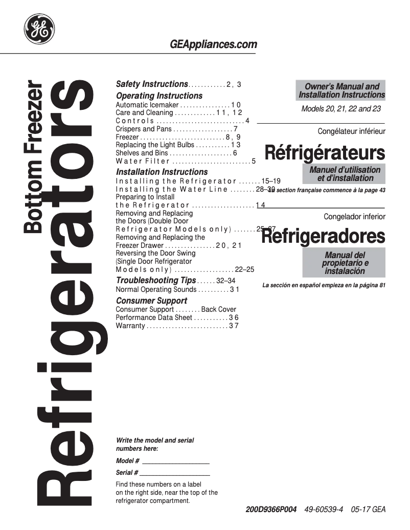 Image de la première page du manuel de l'appareil GBSL0HCXLLS