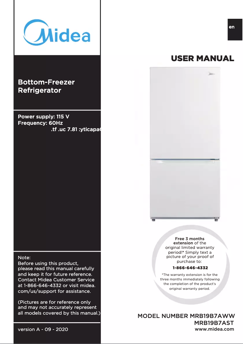 Image de la première page du manuel de l'appareil MRB19B7AWW