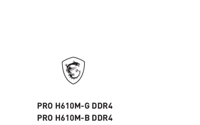 Page n°1 - Manuel utilisateur MSI PRO B660M-E DDR4