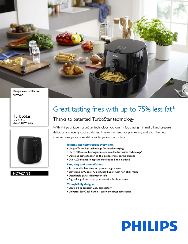 Imagen de la primera página del manual del dispositivo Viva Collection Airfryer HD9621