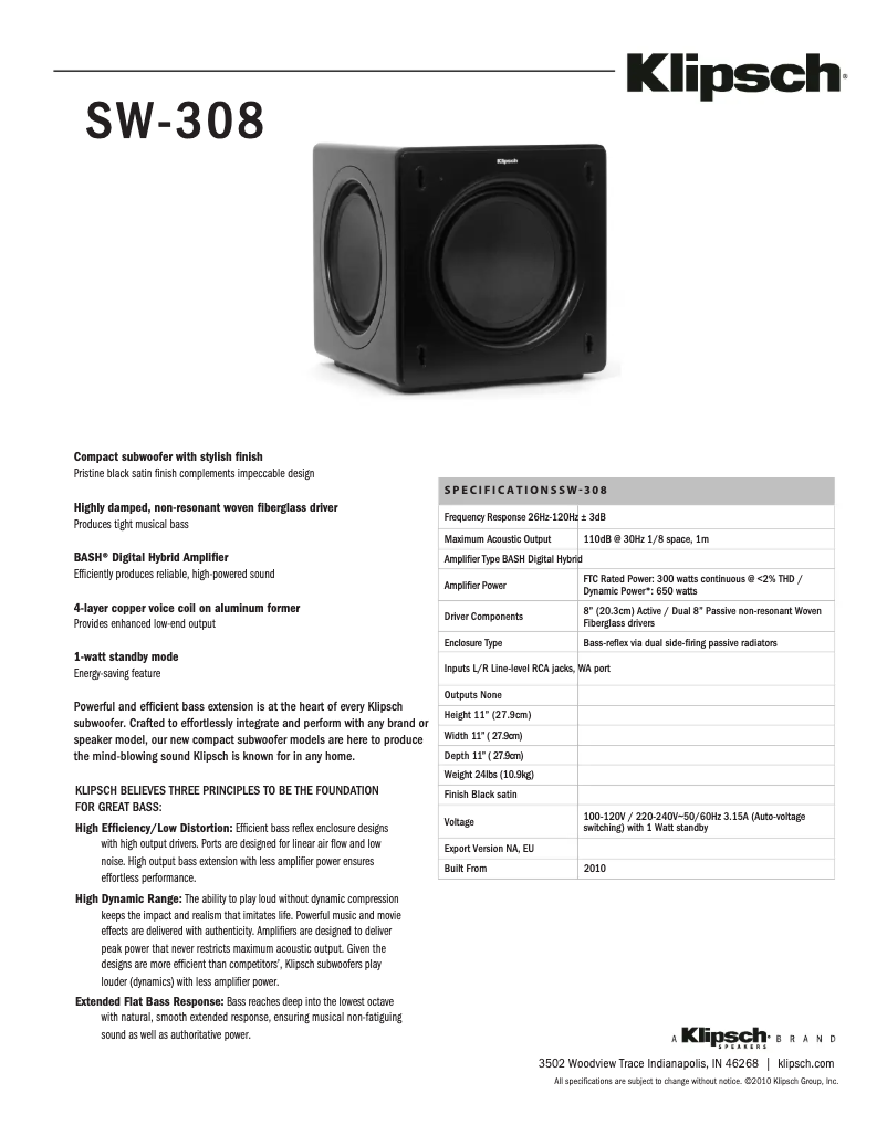 Image de la première page du manuel de l'appareil SW-308