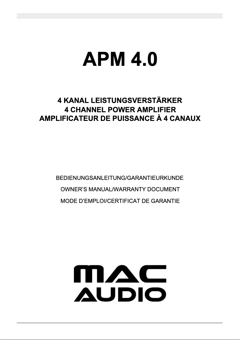Página 1 del manual Manual de usuario Mac Audio APM 4.0