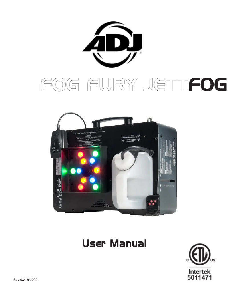 Page n°1 - Manuel utilisateur Adj Fog Fury Jett