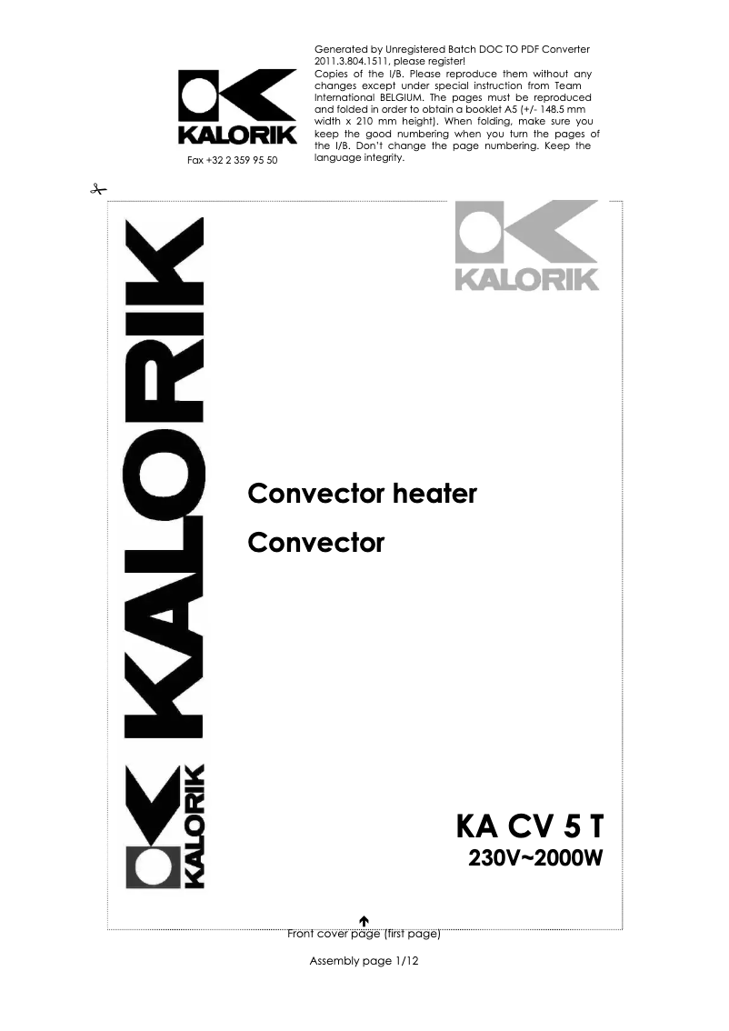 Página 1 del manual Manual de usuario Kalorik KA CV 5 T