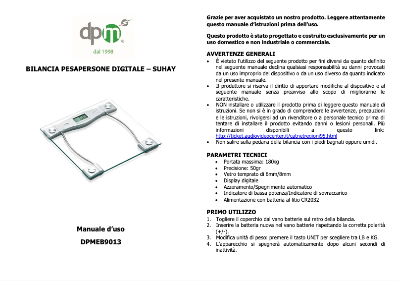 Page n°1 - Manuel utilisateur DPM Suhay