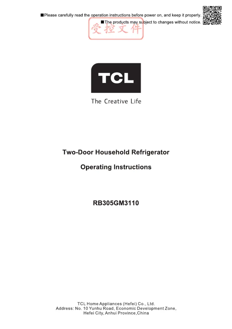 Page 1 de la notice Manuel utilisateur TCL RB305GM3110