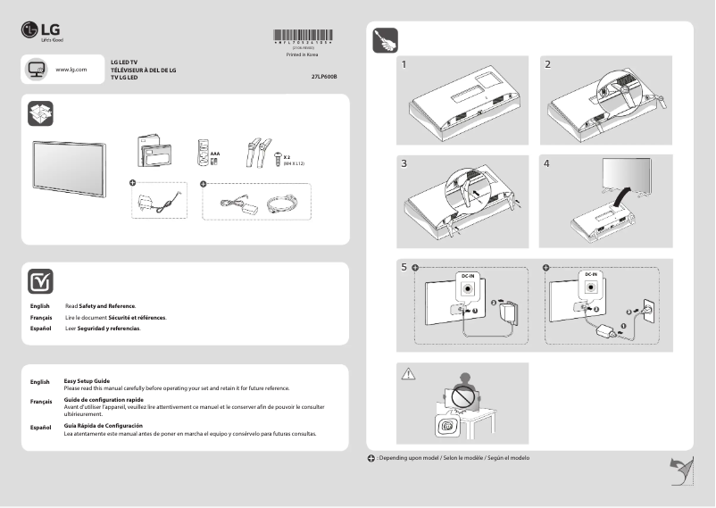 Page 1 de la notice Manuel utilisateur LG 27LP600B