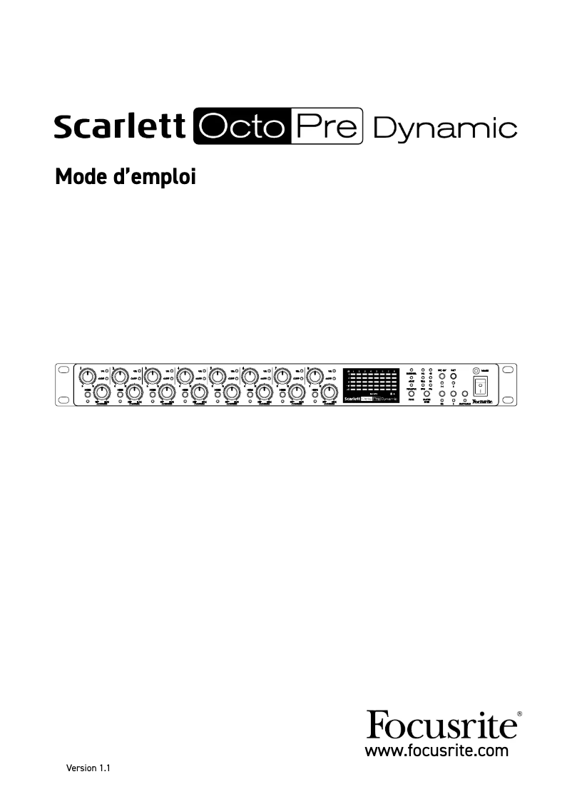 Image de la première page du manuel de l'appareil Scarlett OctoPre Dynamic