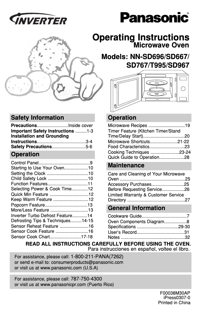 Page n°1 - Manuel utilisateur Panasonic NN-SN667B