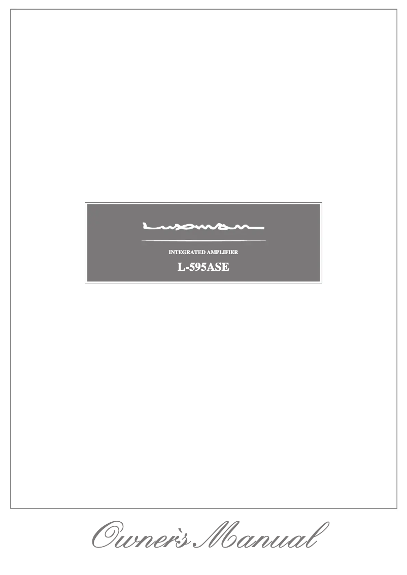 Page n°1 - Manuel utilisateur Luxman L-595ASE