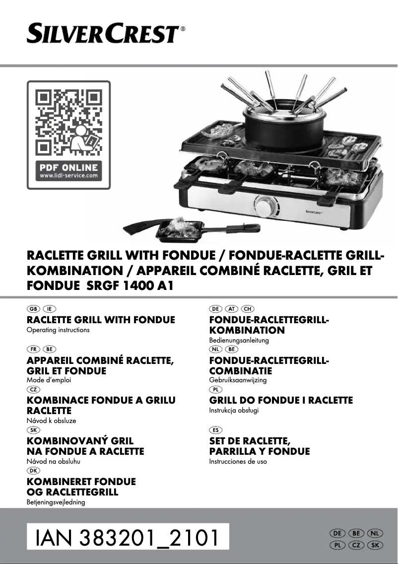 Page 1 de la notice Manuel utilisateur SilverCrest SRGF 1400 A1