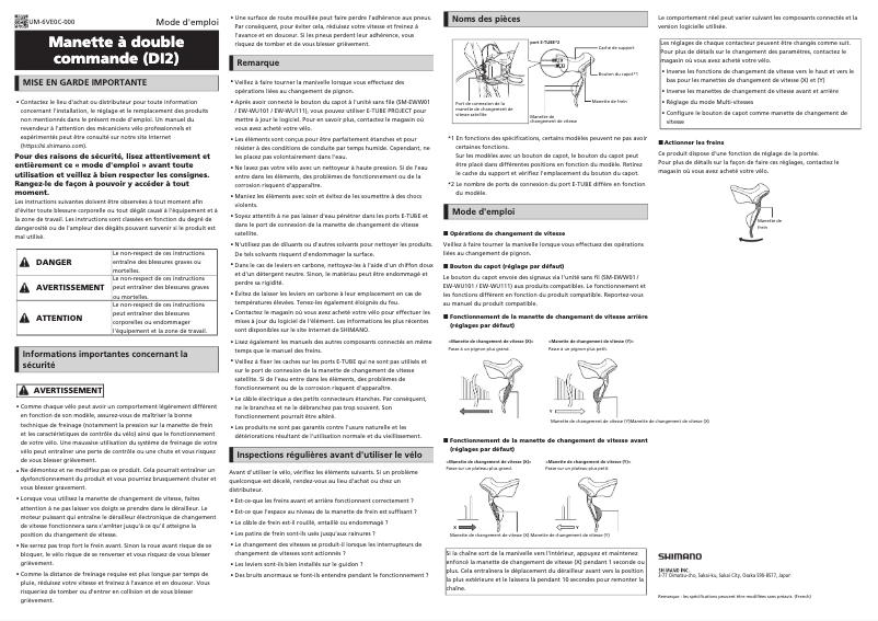 Page n°1 - Manuel utilisateur Shimano ST-R9250-R