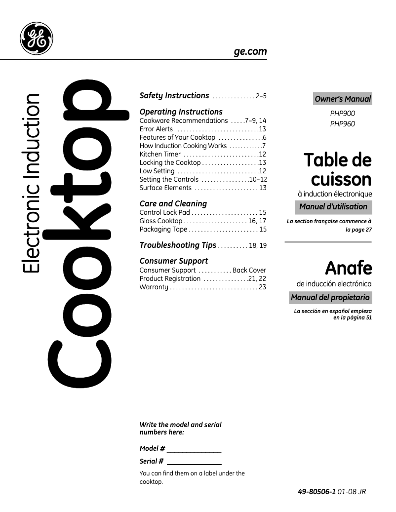 Imagen de la primera página del manual del dispositivo Profile PHP960SMSS