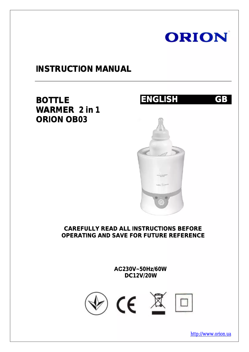 Page n°1 - Manuel utilisateur Orion OB03