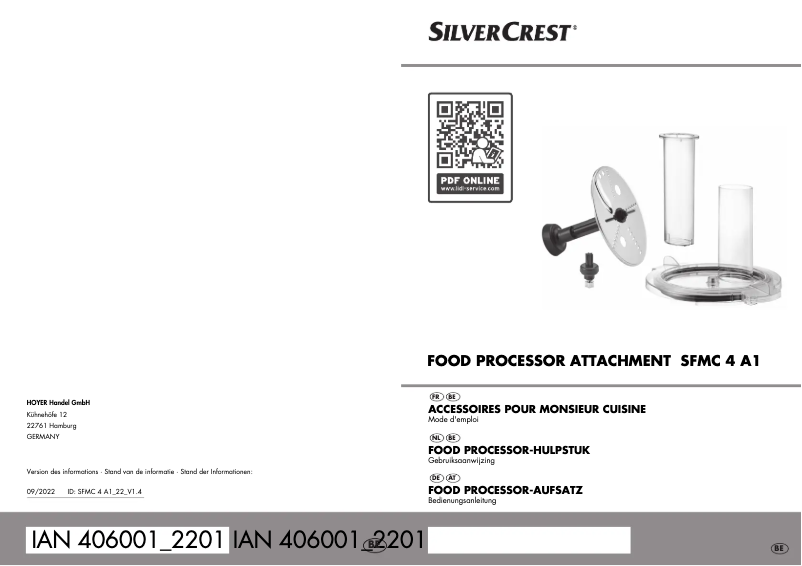Page n°1 - Manuel utilisateur SilverCrest SFMC 4 A1