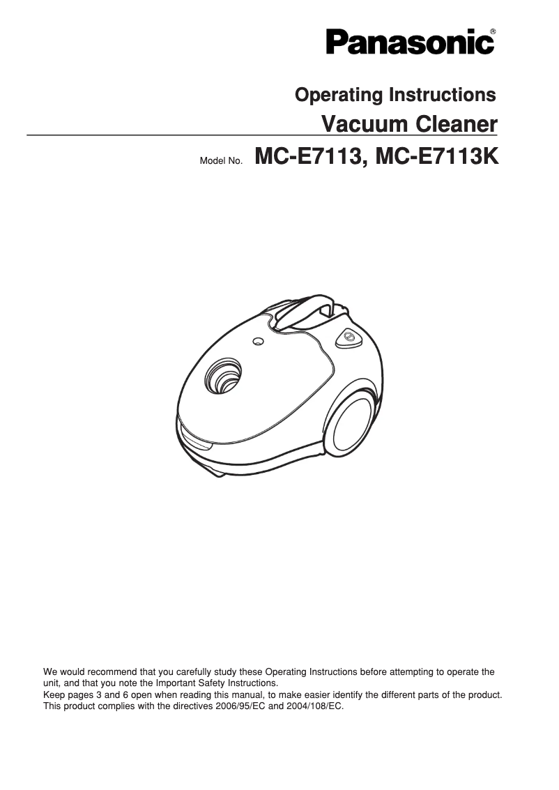 Page n°1 - Manuel utilisateur Panasonic MC-E7113K
