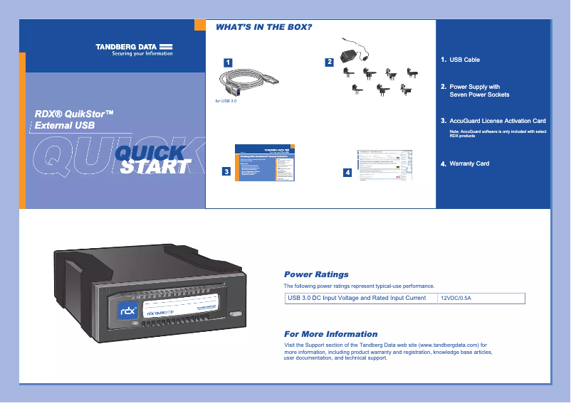 Page n°1 - Manuel utilisateur Tandberg Data RDX QuikStor External