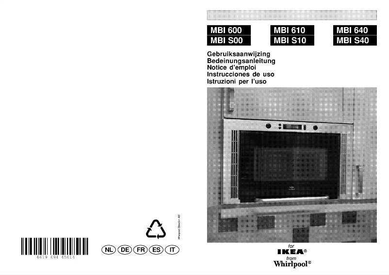 Page 1 de la notice Manuel utilisateur Whirlpool MBI 610