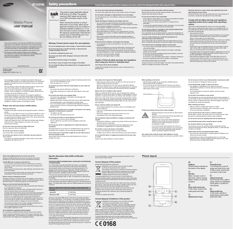 Image de la première page du manuel de l'appareil GT-C3782