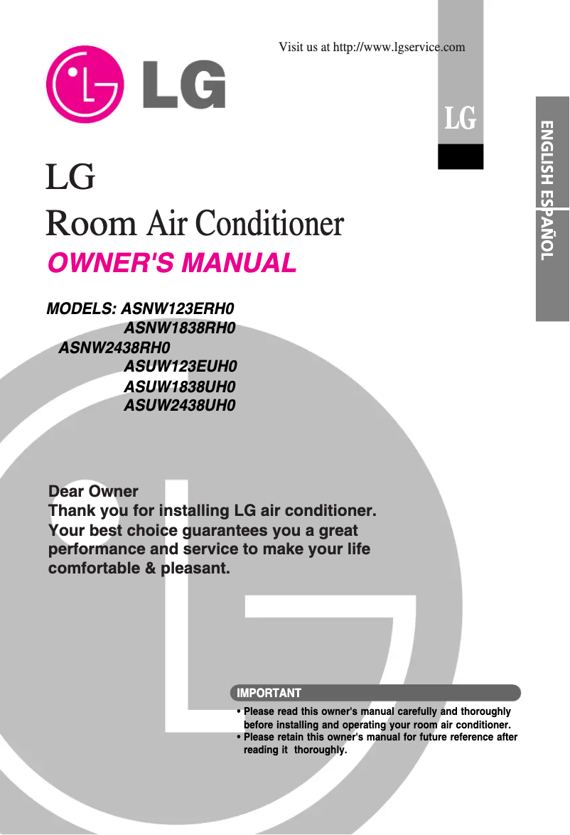 Página 1 del manual Manual de usuario LG ASUW1838UH0