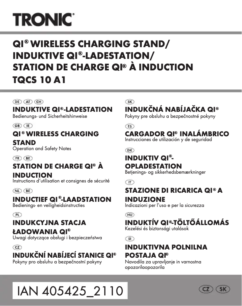 Page 1 de la notice Manuel utilisateur Tronic HG08307C