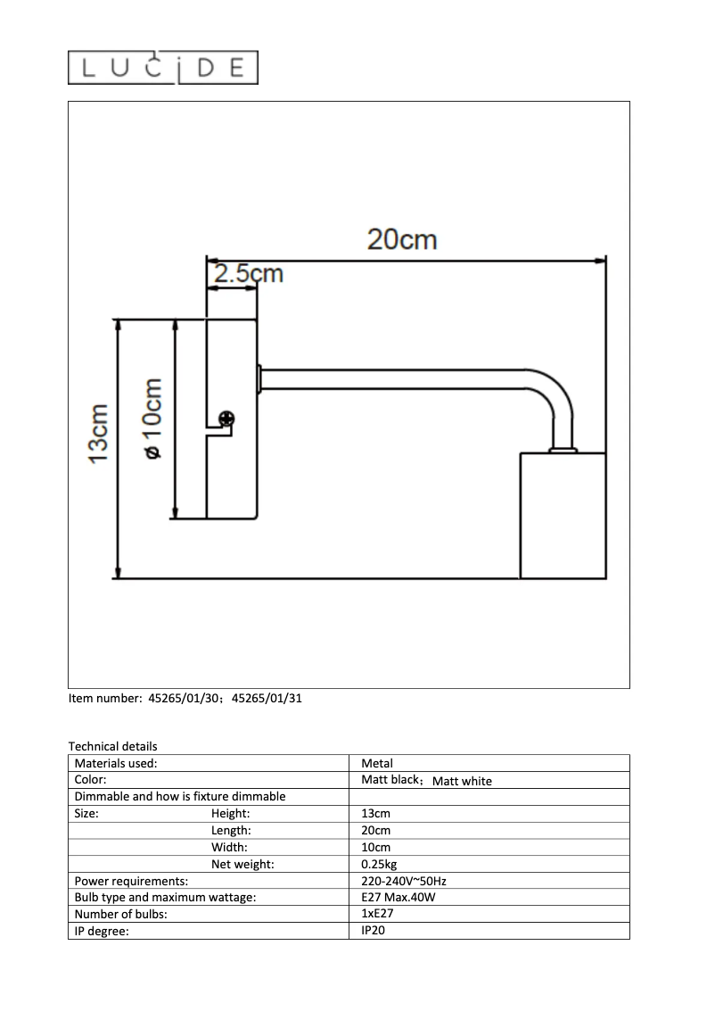 Page 1 de la notice Manuel utilisateur Lucide Scott