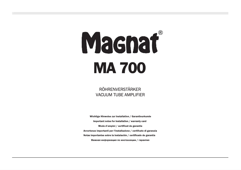 Image de la première page du manuel de l'appareil MA 700